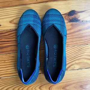 Rothys Green Plaid round toe flats